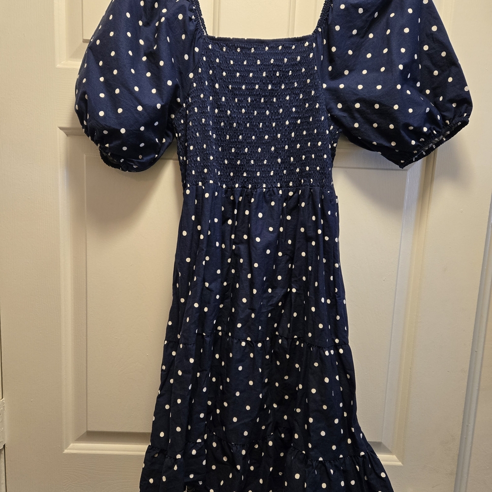 Navy Blue Polka Dot Womens Dress